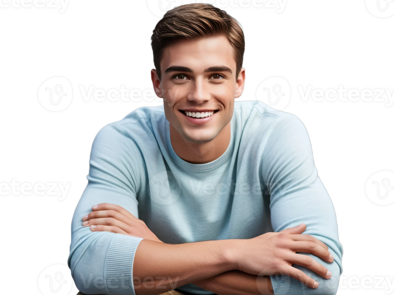 A man is smiling and sitting on a chair png