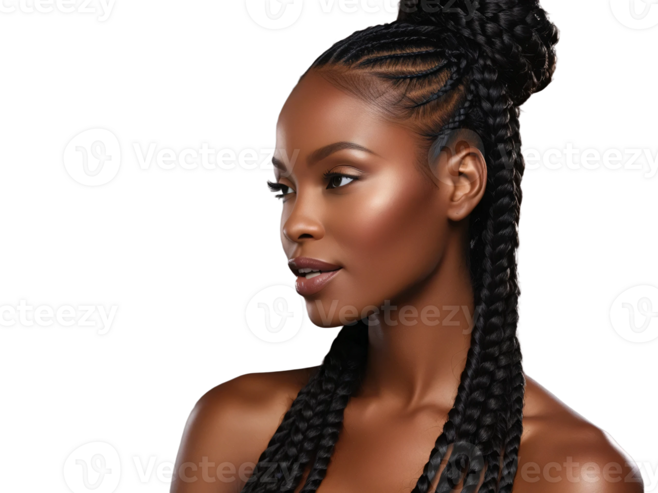 A beautiful black woman with long braids png