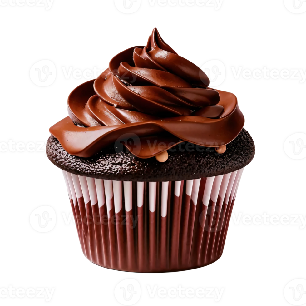 A chocolate cupcake with frosting on top png