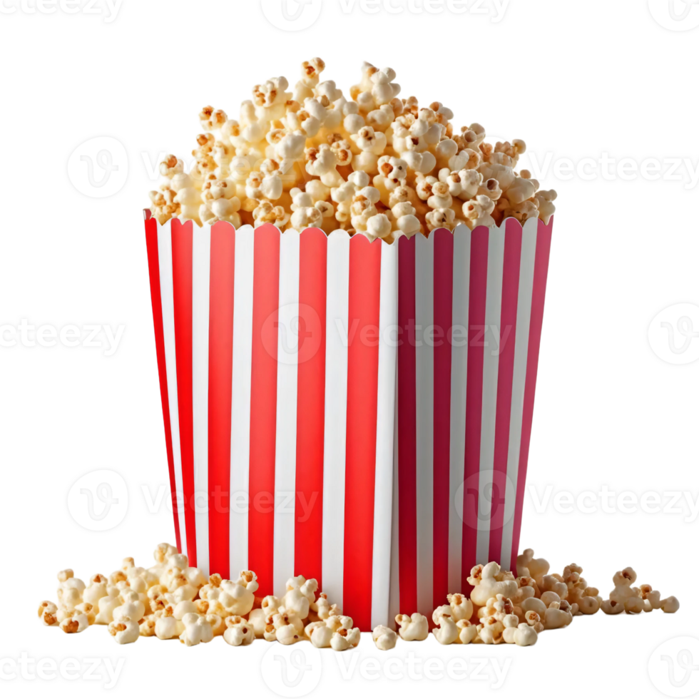 Popcorn in a red and white striped box png