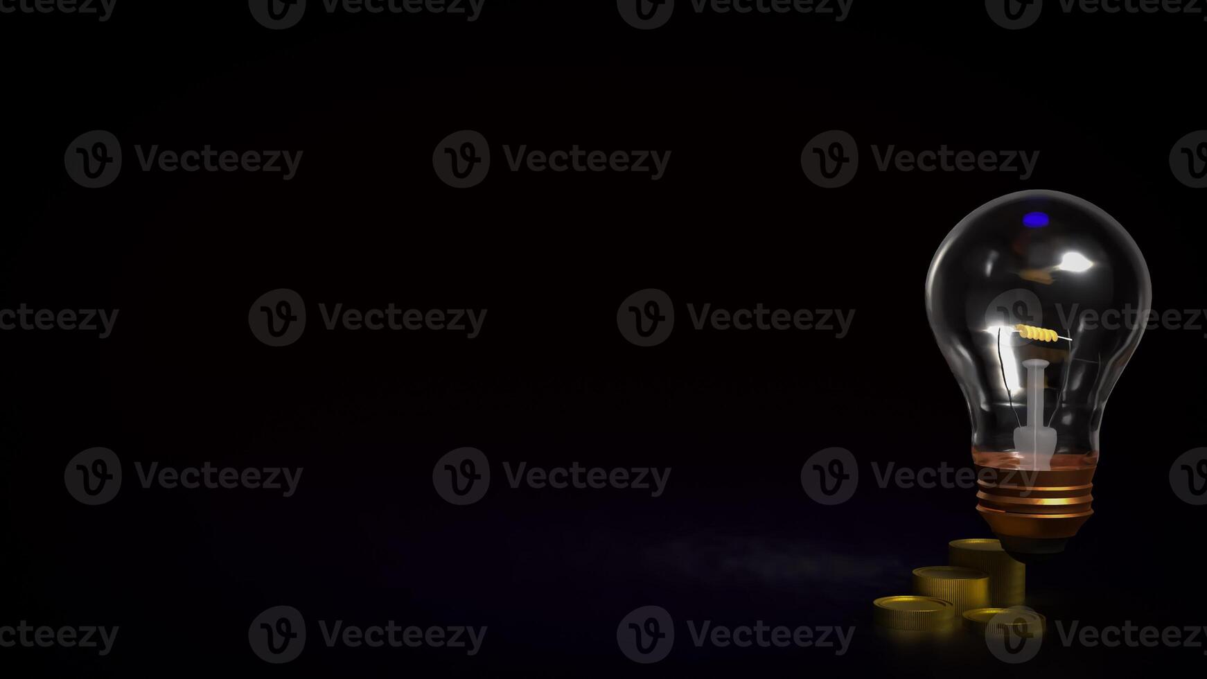 The Light Bulb and coins for Business concept 3d Rendering. photo