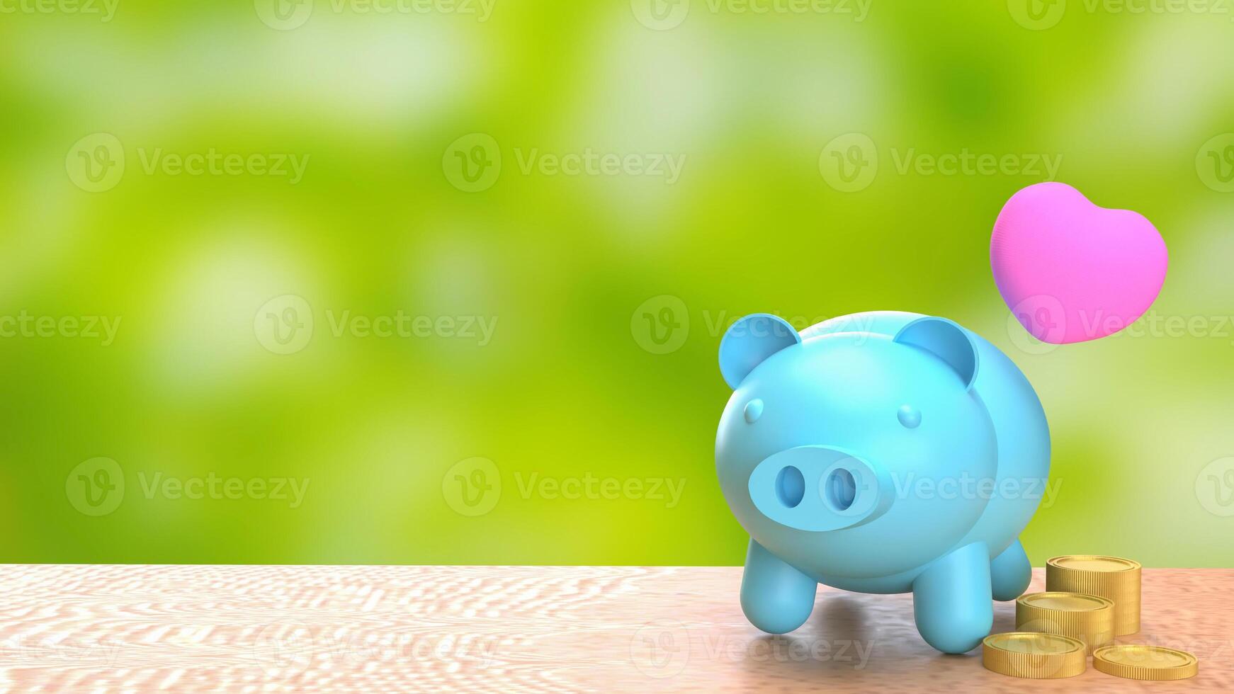 The Piggy Bank and Heart for Saving or earn concept 3d Rendering. photo