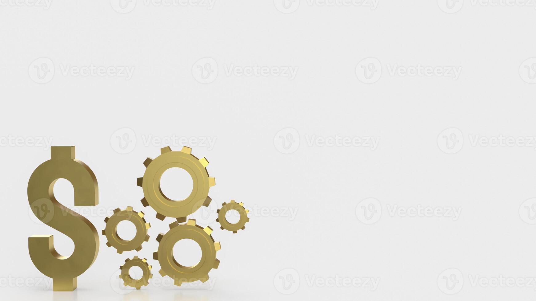 The Gold dollar symbol and gear for technology or Business concept 3d rendering. photo