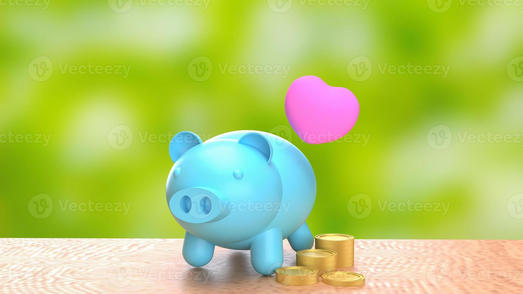 The Piggy Bank and Heart for Saving or earn concept 3d Rendering. photo