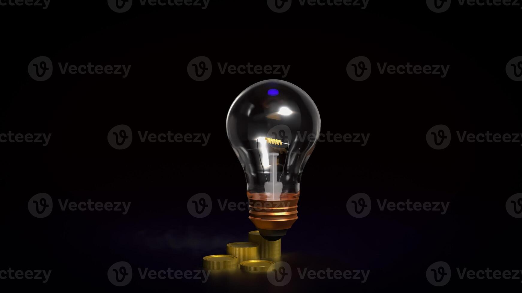 The Light Bulb and coins for Business concept 3d Rendering. photo