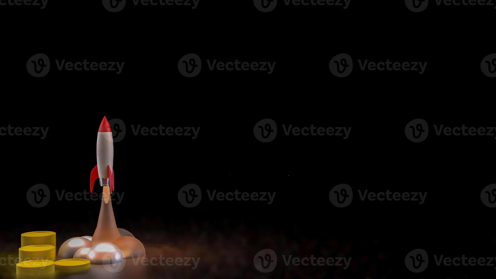 The Rocket and coins for Business or start up concept 3d rendering. photo