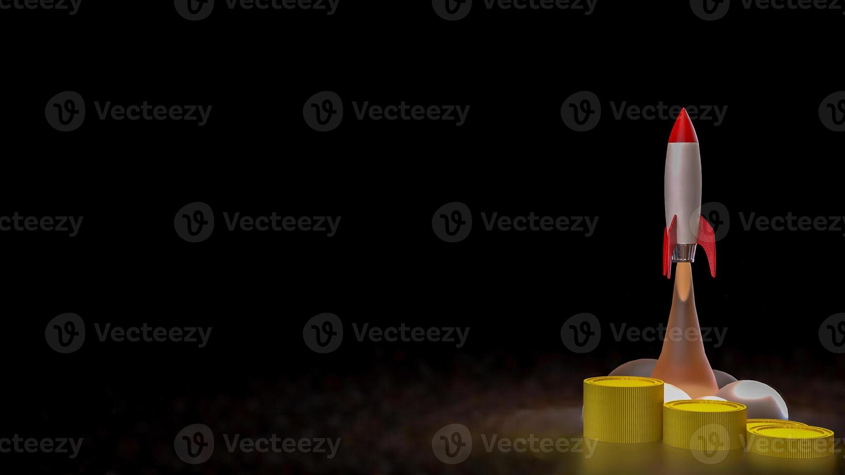 The Rocket and coins for Business or start up concept 3d rendering. photo