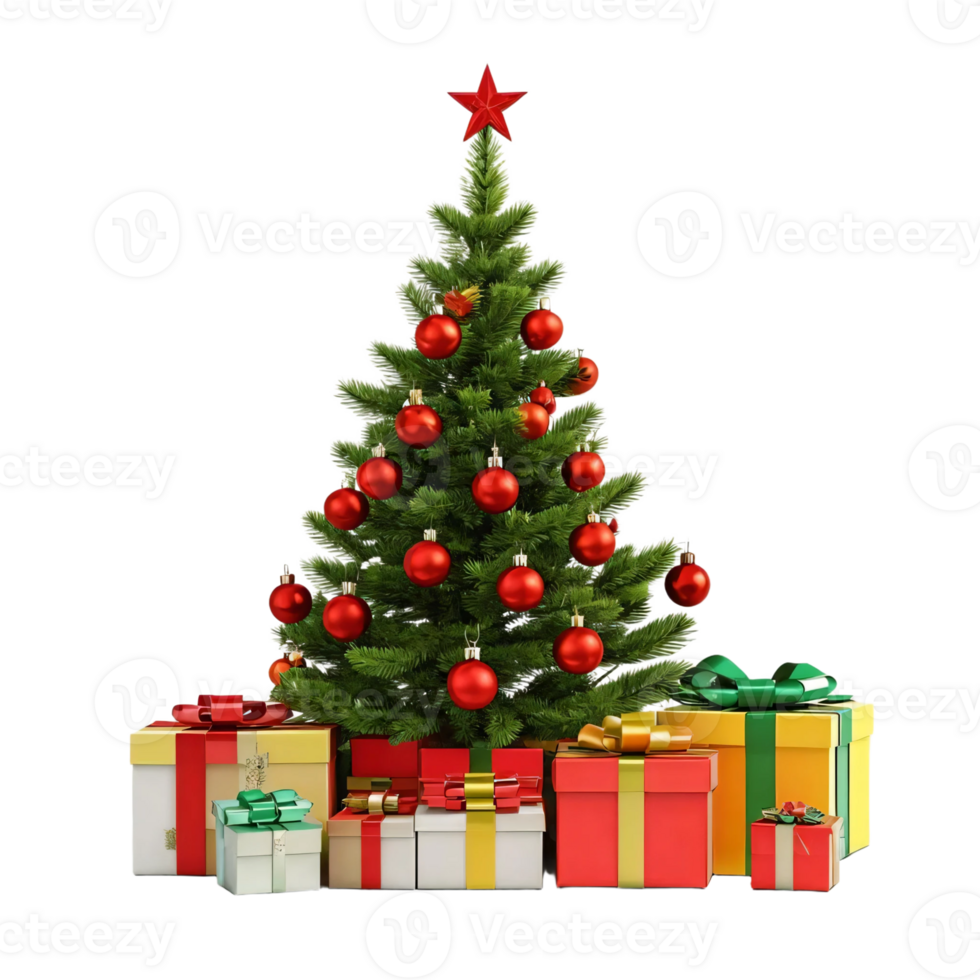 Christmas tree with presents and gifts png