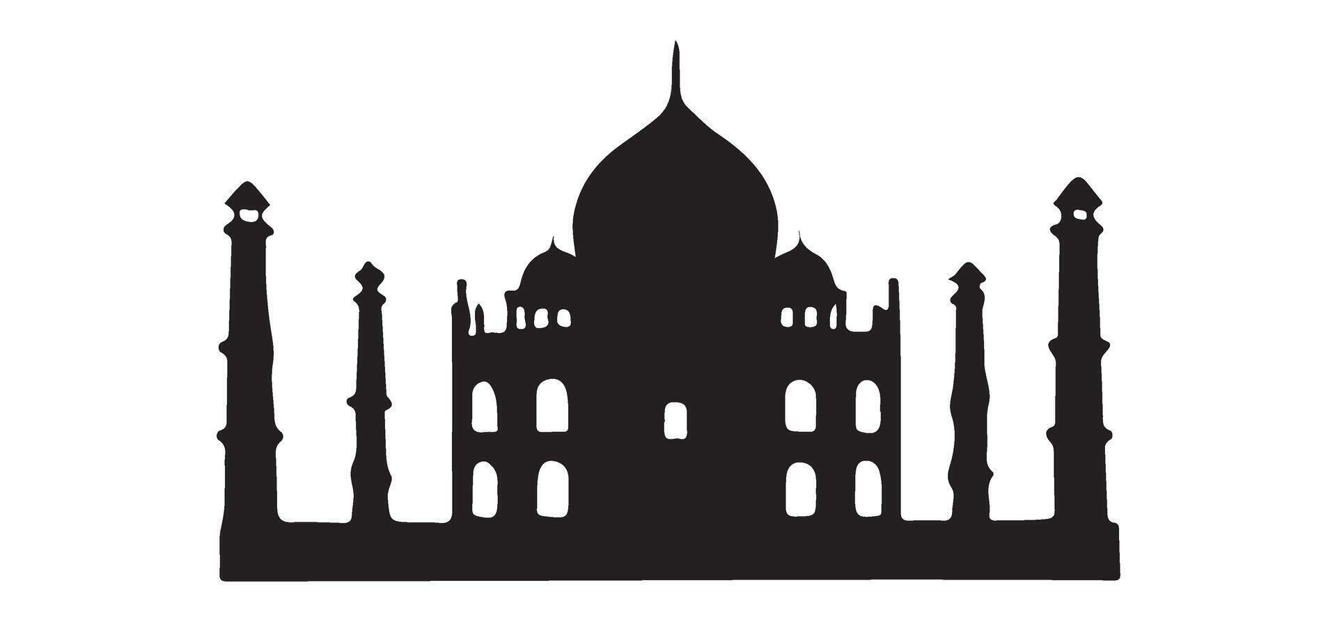 Taj Mahal Silhouette A Majestic Architectural Wonder vector