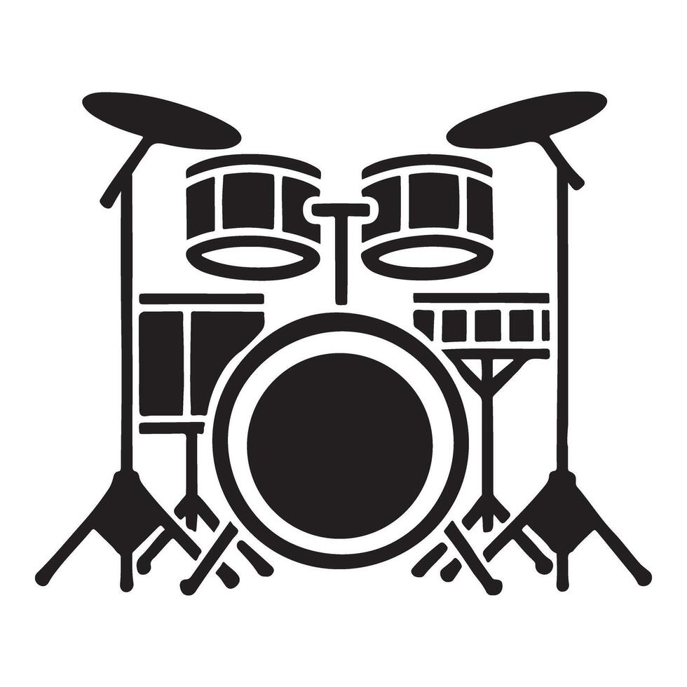 Detailed Drum Set Silhouette Illustration for Musicians vector