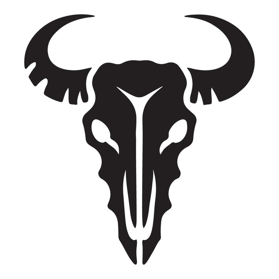Stylized Bull Skull Silhouette for Western Designs vector