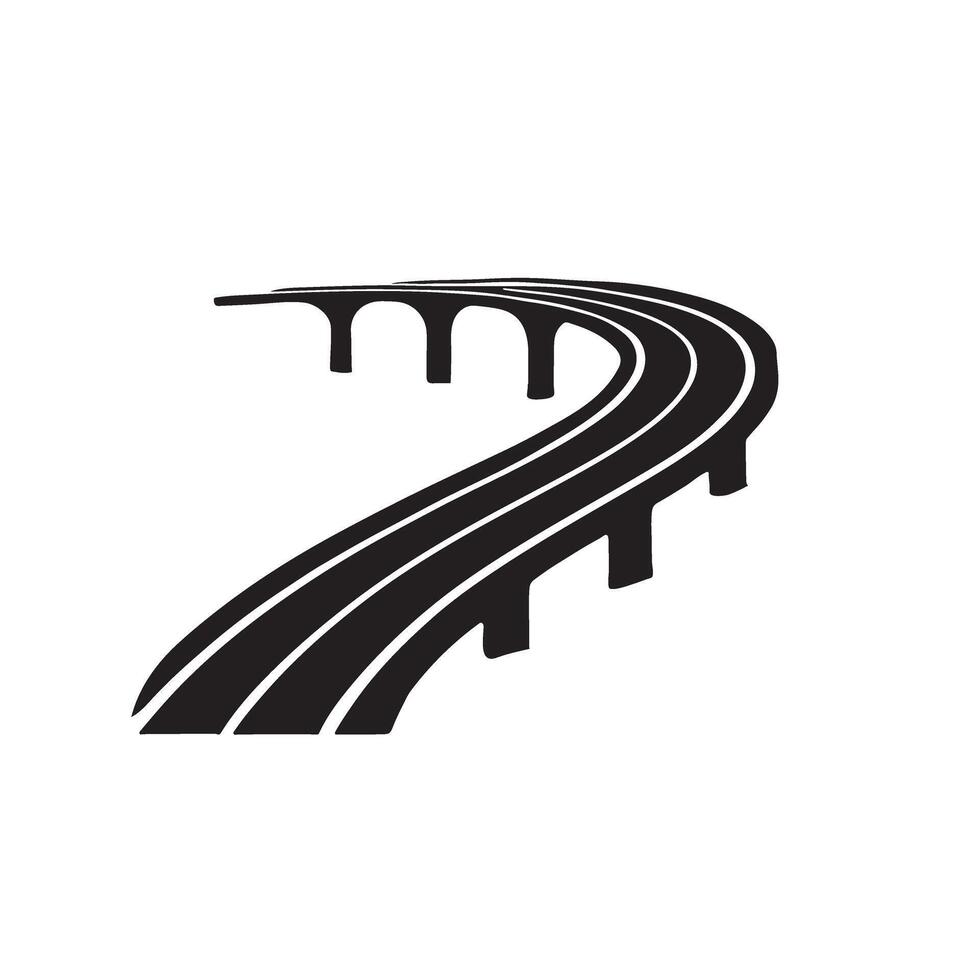 Curved Road Bridge Silhouette Illustration for Travel Concepts vector