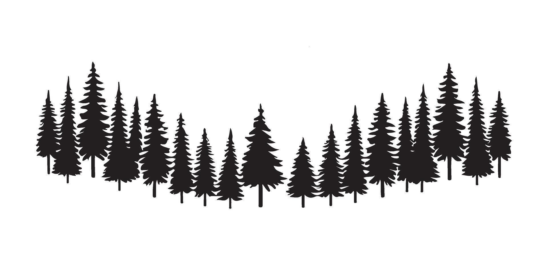 Dense Pine Forest Silhouette Illustration vector