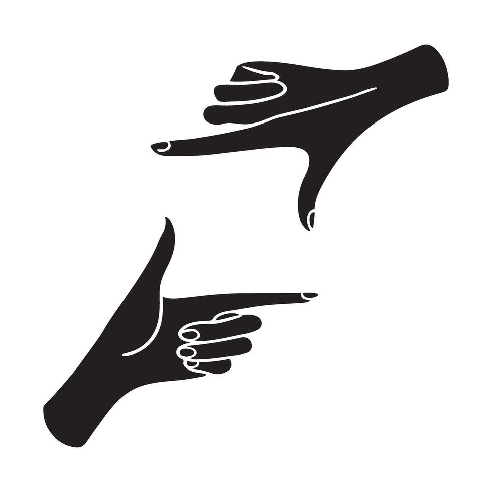 Black Silhouette Hands Forming a Frame for Photography vector