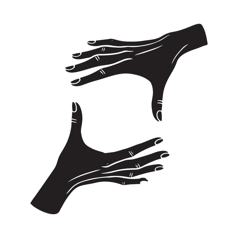 Hand Framing Silhouette Illustration for Photography Concept vector