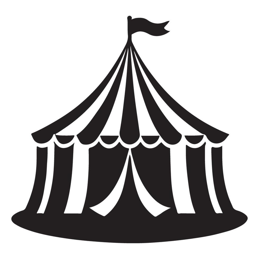 Circus Tent Silhouette Illustration with Striped Design vector