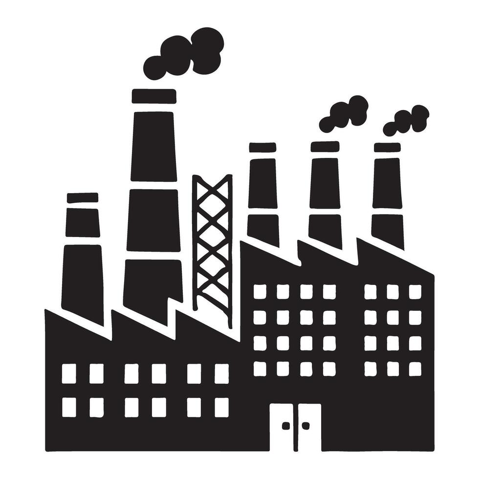 Industrial Factory Silhouette Illustration with Pollution vector