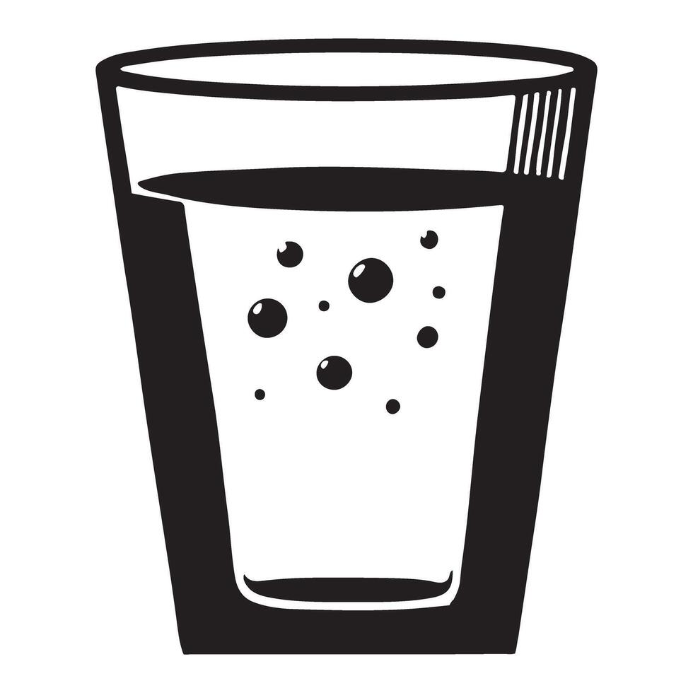 Simple Glass of Sparkling Water Illustration vector