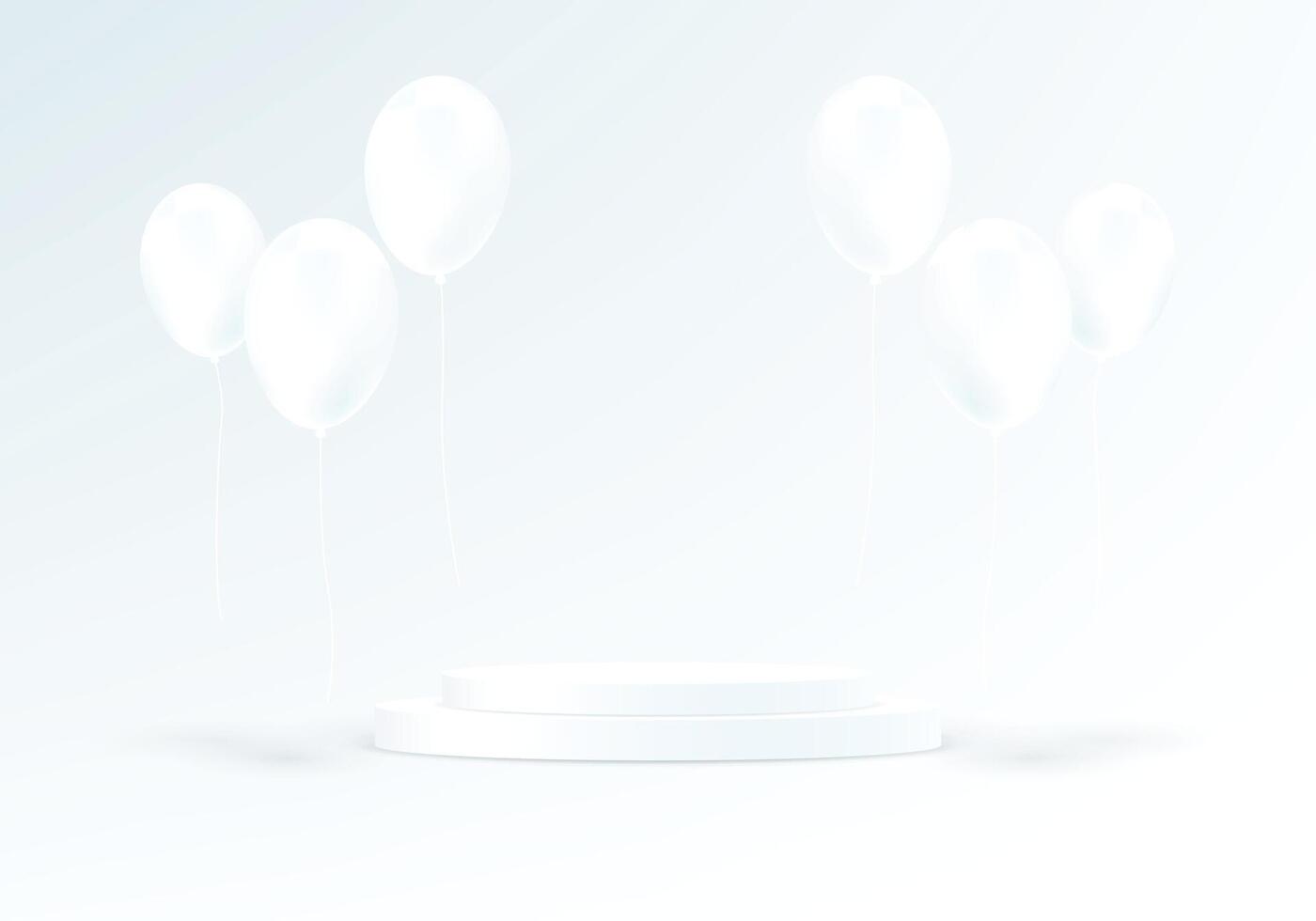 White background 3d with balloons and podium. Product display presentation. Space for selling products on the website. illustration. vector