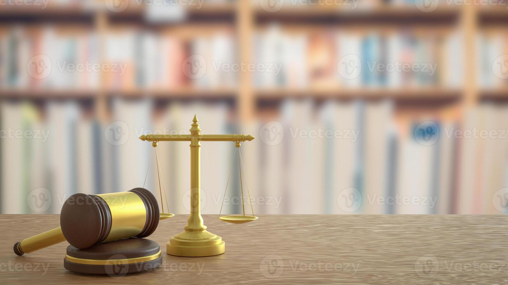 The Wood hammer and Libra for law concept 3d rendering. photo
