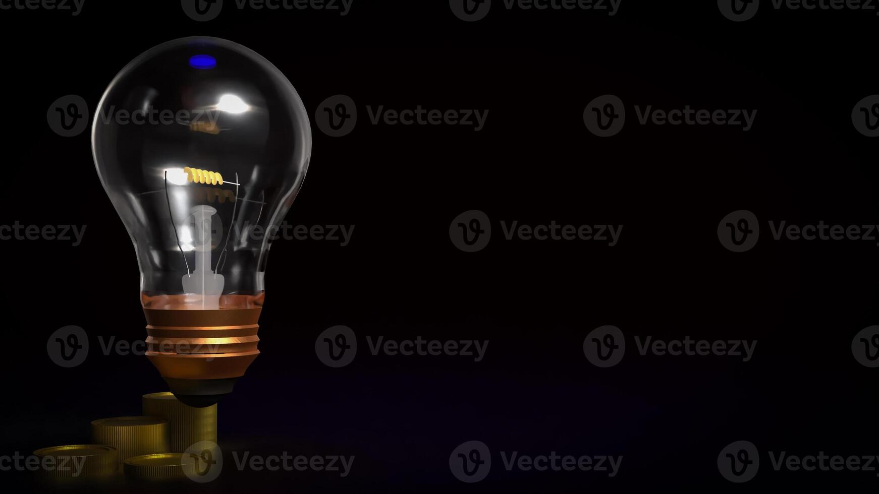 The Light Bulb and coins for Business concept 3d Rendering. photo