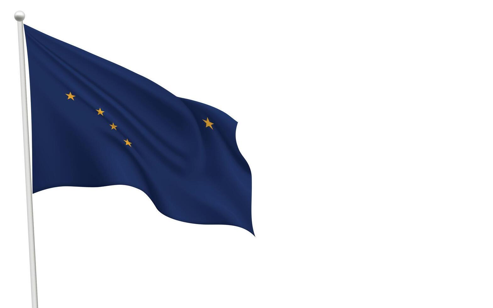 Isolated waving flag of Alaska is a state United States vector