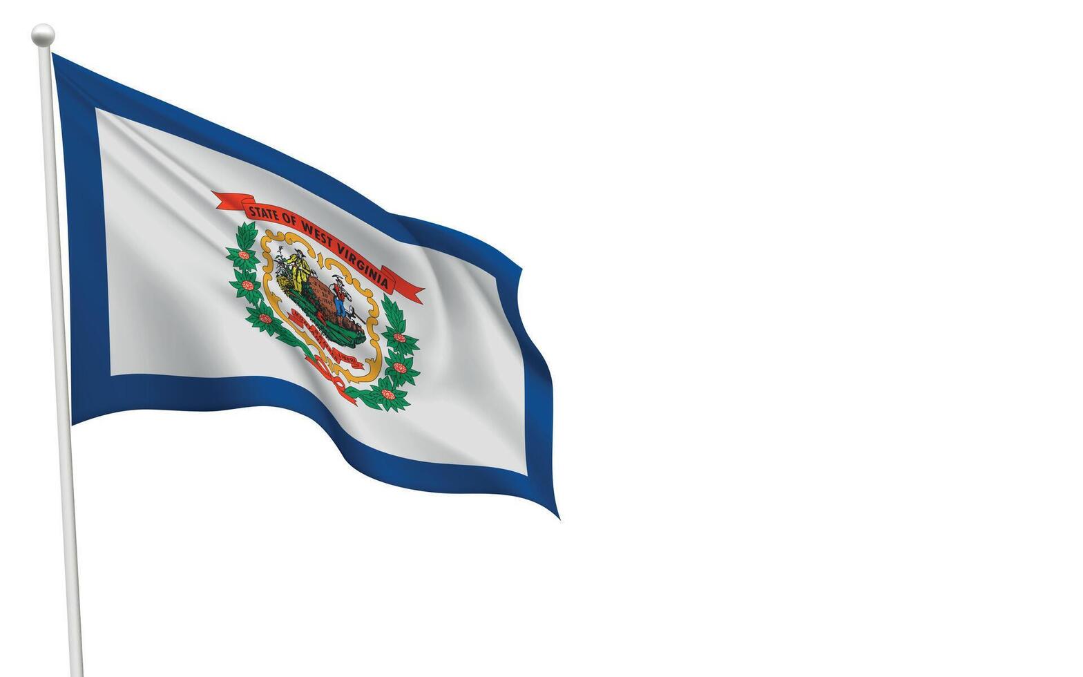 Isolated waving flag of West Virginia is a state United States vector