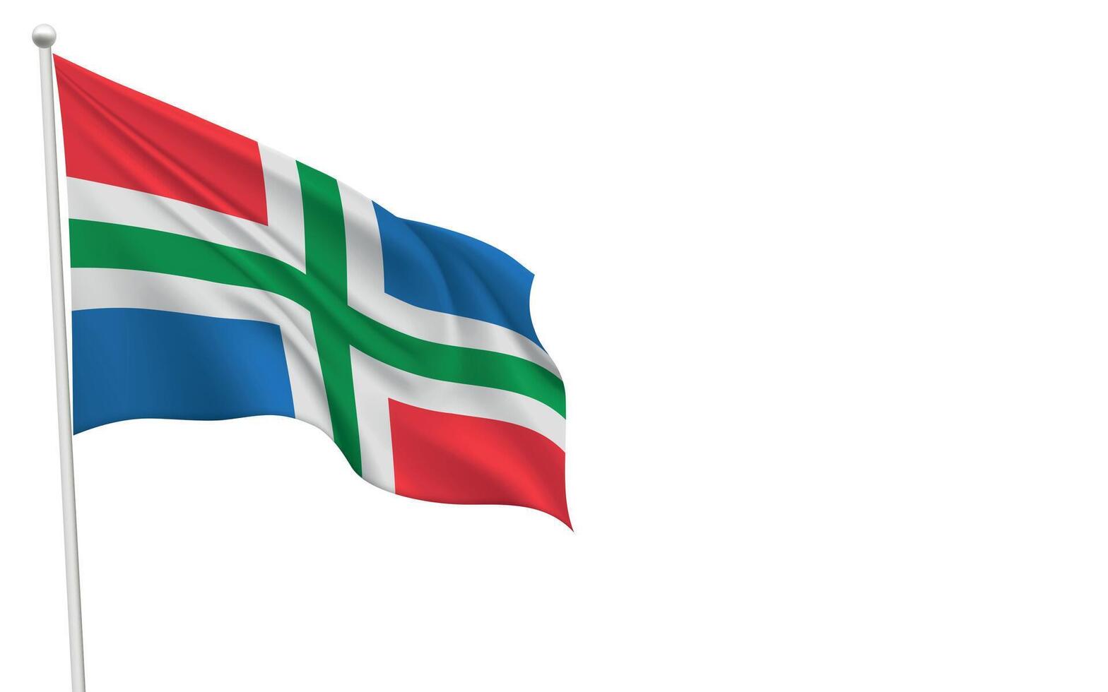 Isolated waving flag of Groningen is a province Netherlands vector