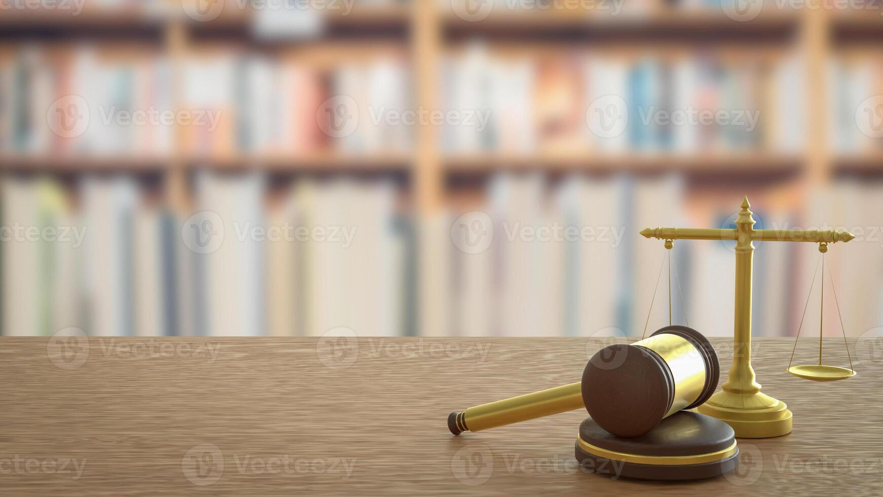 The Wood hammer and Libra for law concept 3d rendering. photo