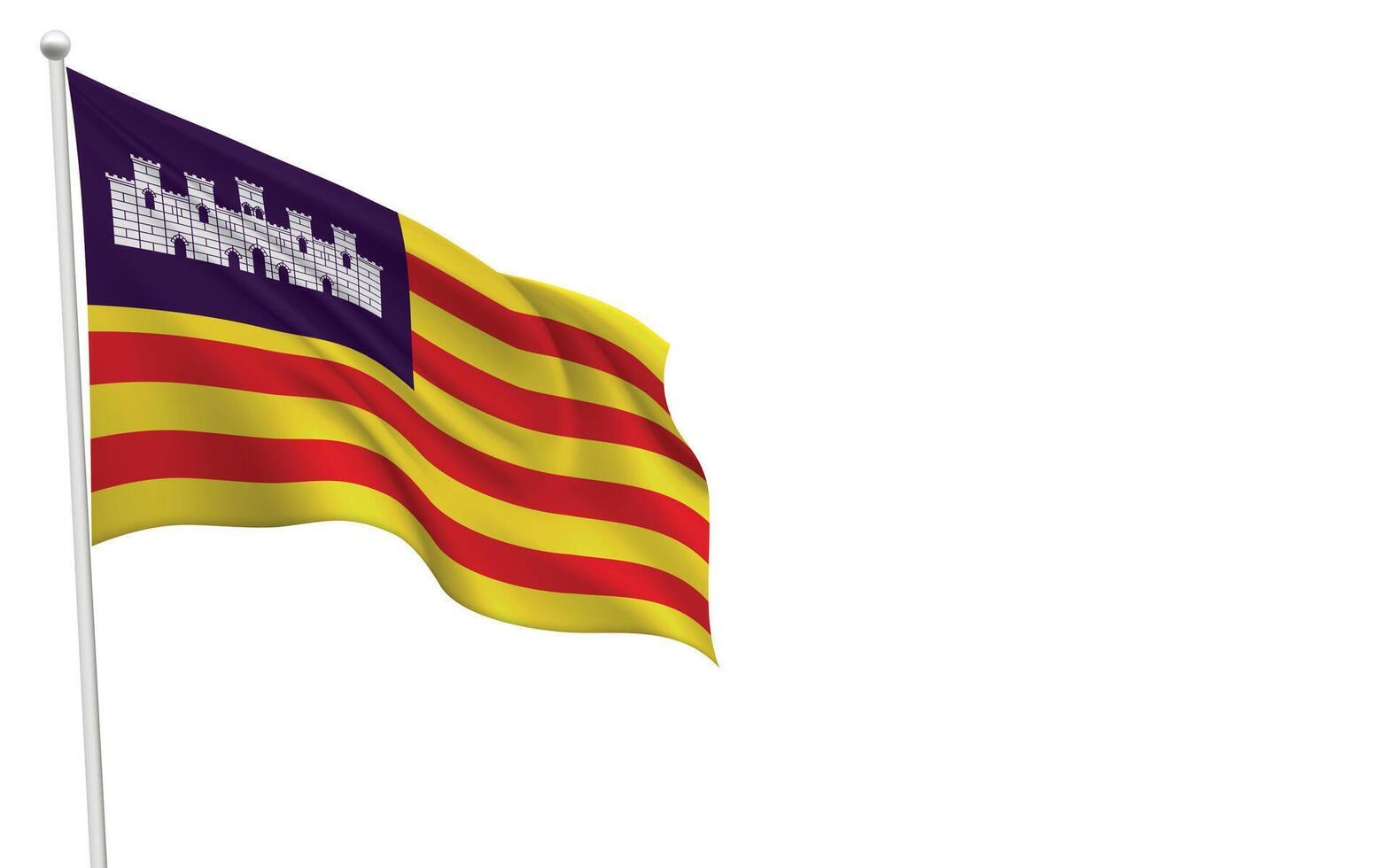 Isolated waving flag of Balearic Islands is a community Spain vector