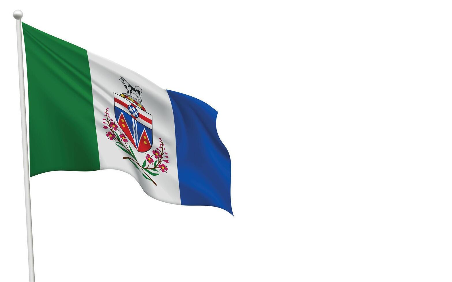 Isolated waving flag of Yukon is a province Canada vector