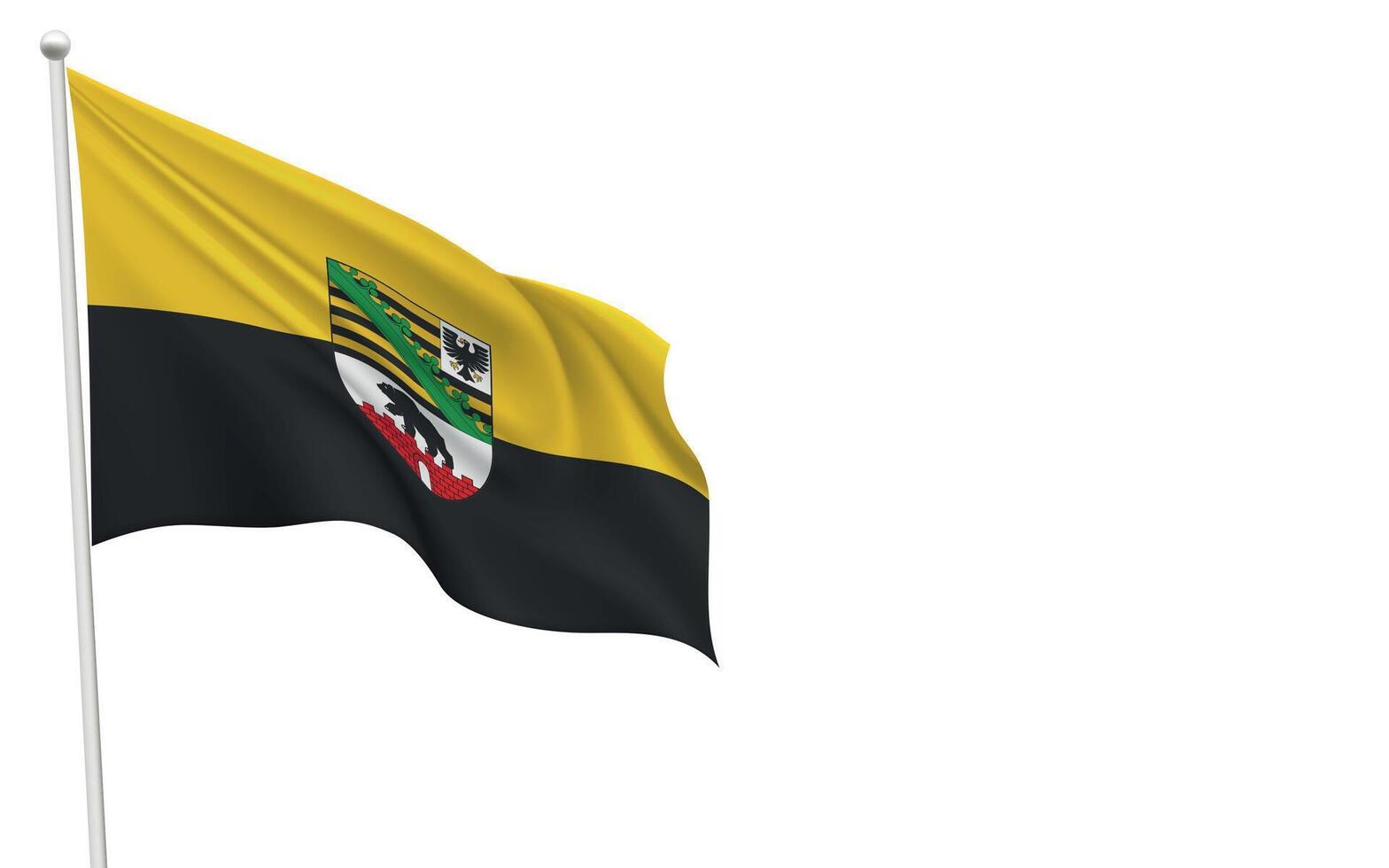 Isolated waving flag of Saxony-Anhalt is a state Germany vector