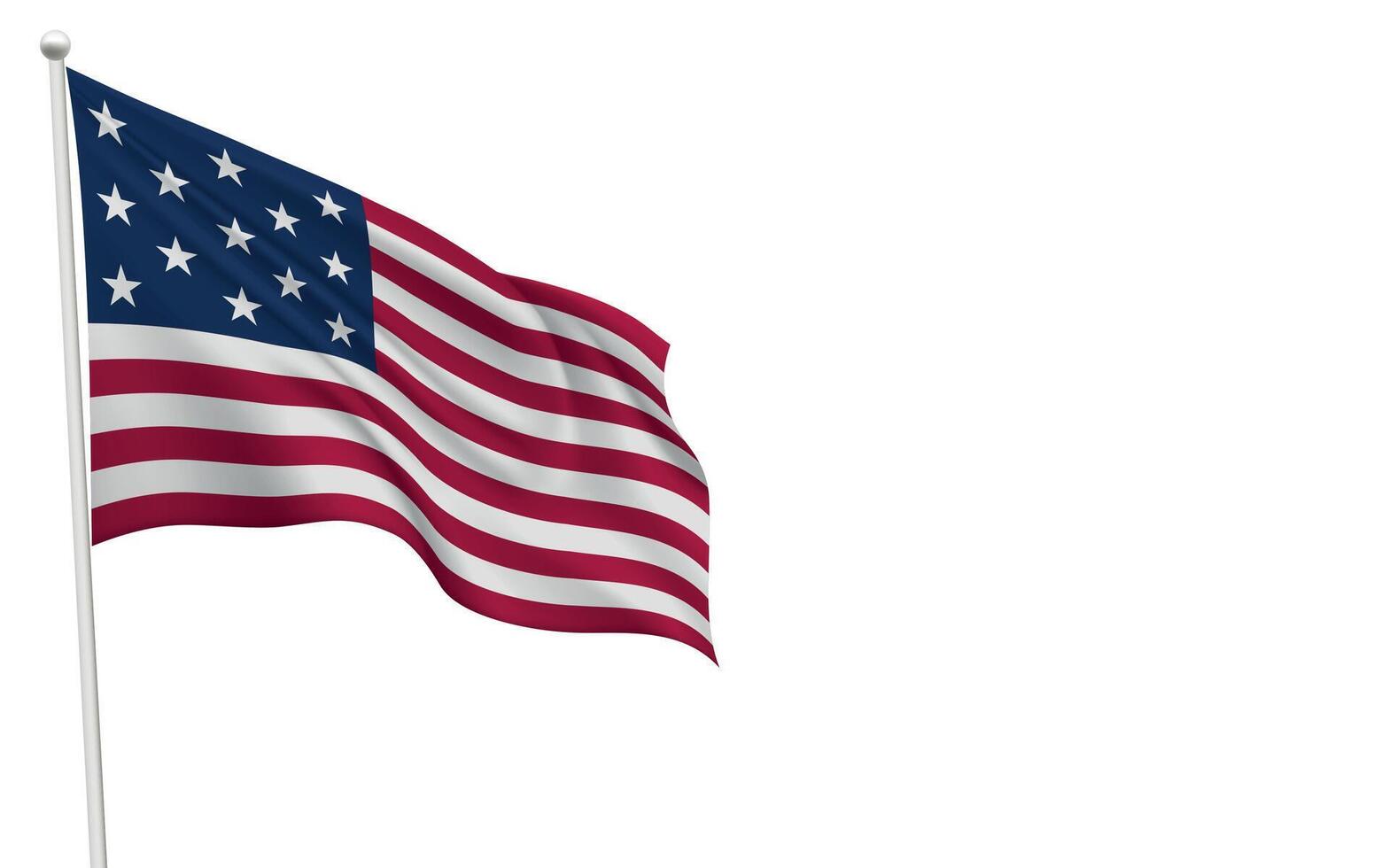 First Navy Stars and Stripes Flag Waving on a White Background vector