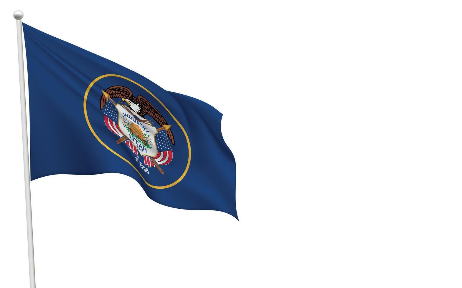 Isolated waving flag of Utah is a state United States vector