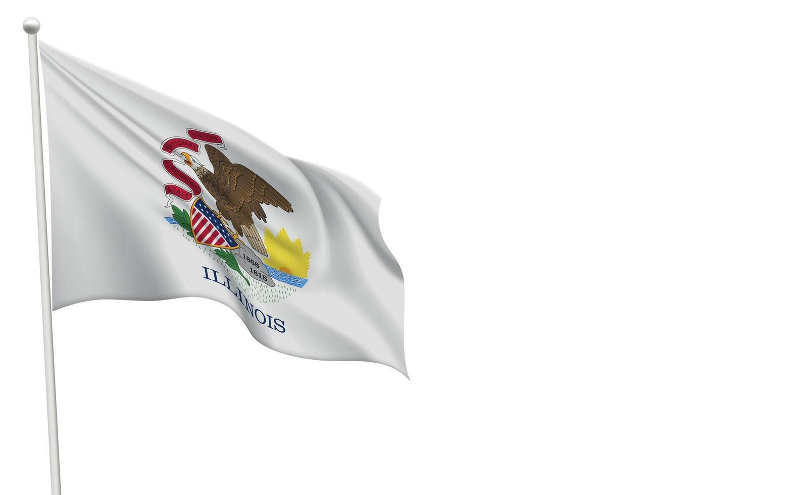 Isolated waving flag of Illinois is a state United States vector