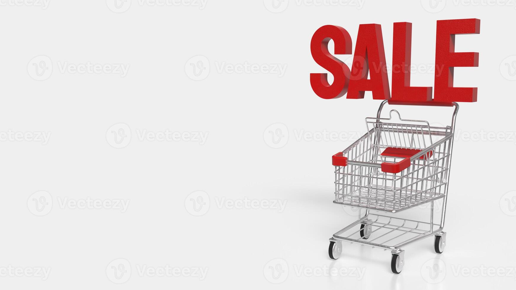The Shopping cart and sale text for marketing or promotion concept 3d rendering. photo