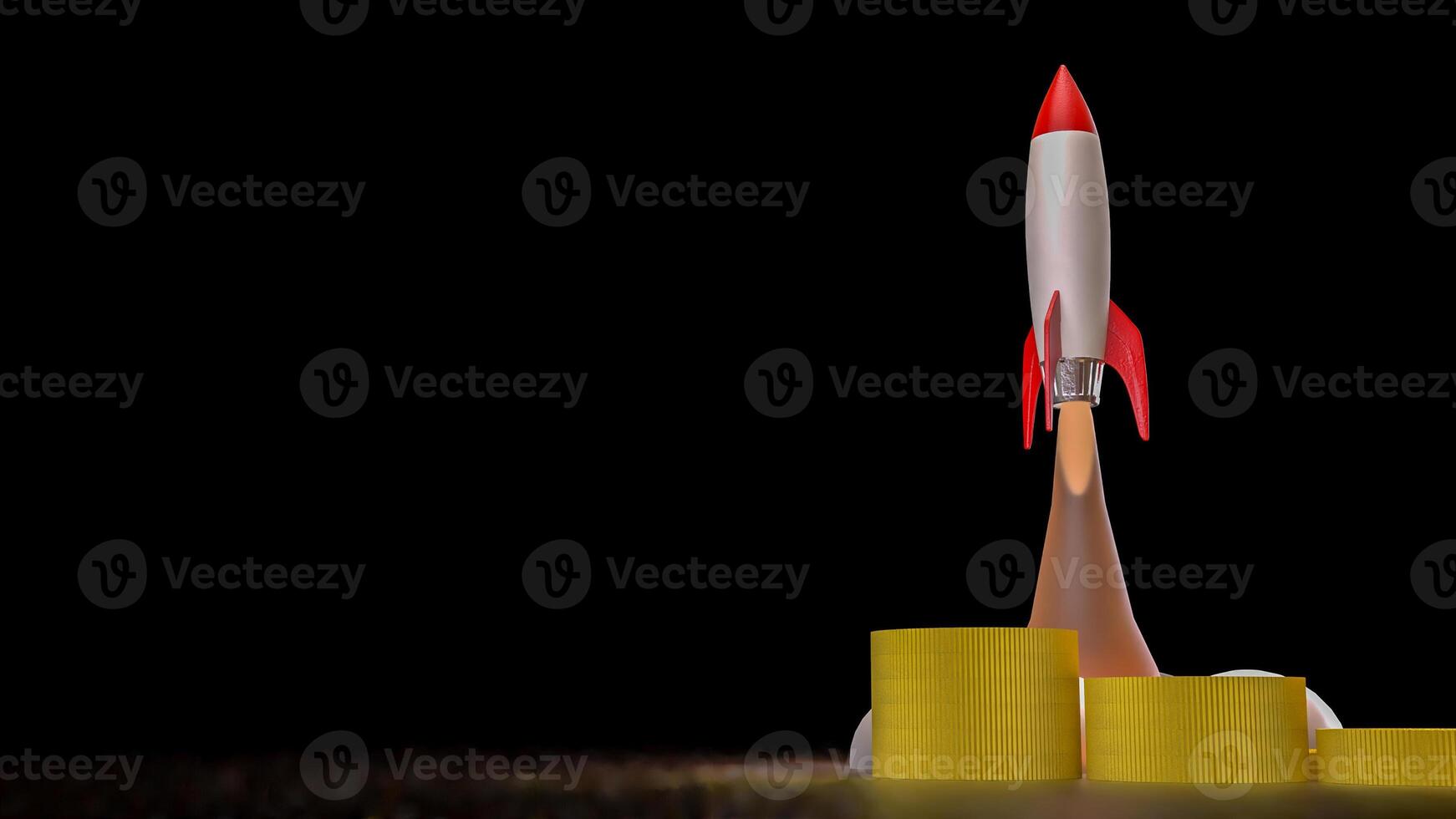 The Rocket and coins for Business or start up concept 3d rendering. photo