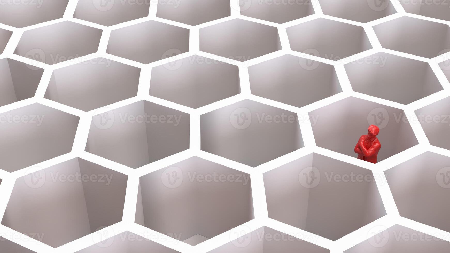 The RED Business man in beehive for abstract or Business concept 3d rendering. photo
