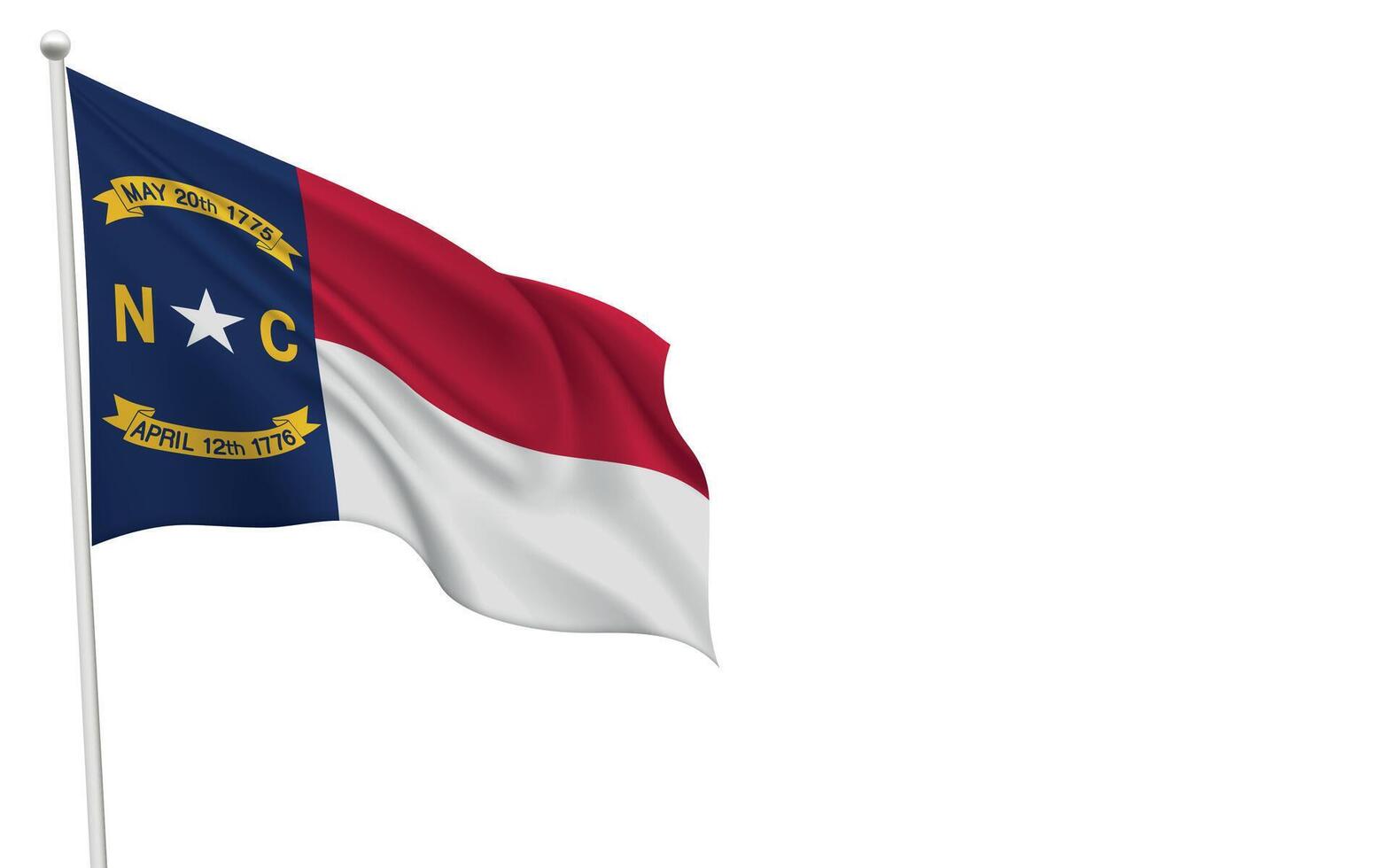 Isolated waving flag of North Carolina is a state United States vector
