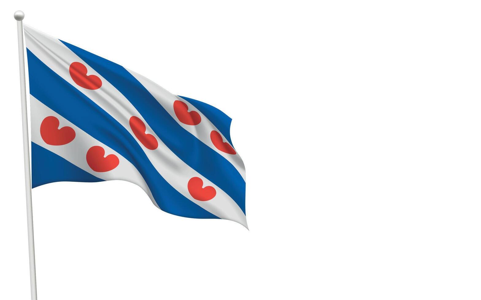 Isolated waving flag of Friesland is a province Netherlands vector