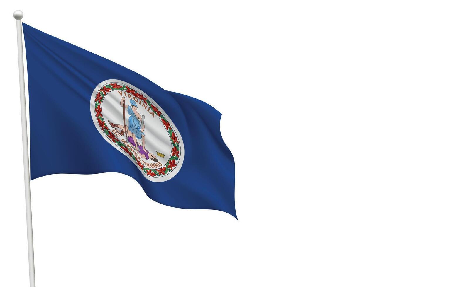 Isolated waving flag of Virginia is a state United States vector