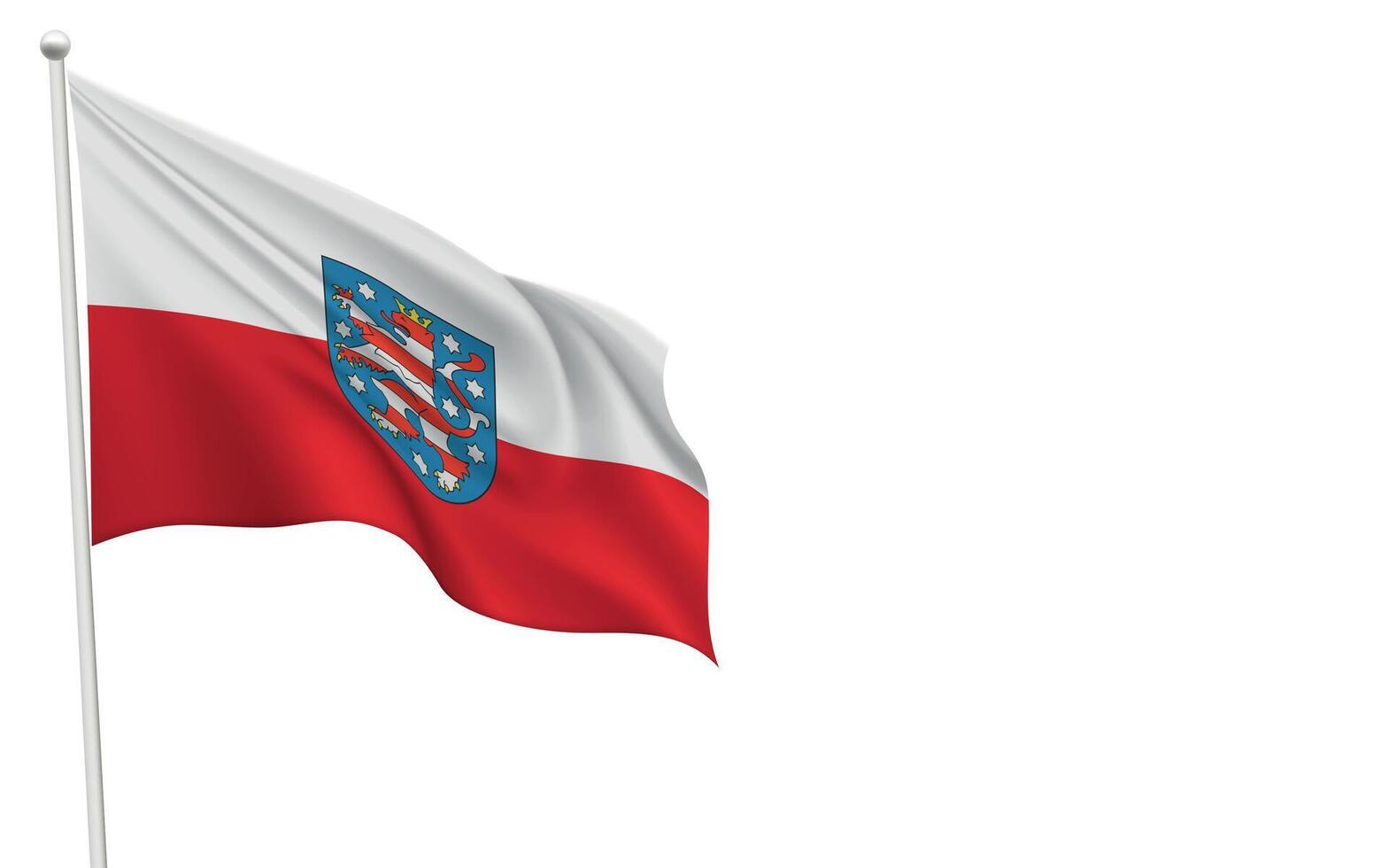 Isolated waving flag of Thuringia is a state Germany vector