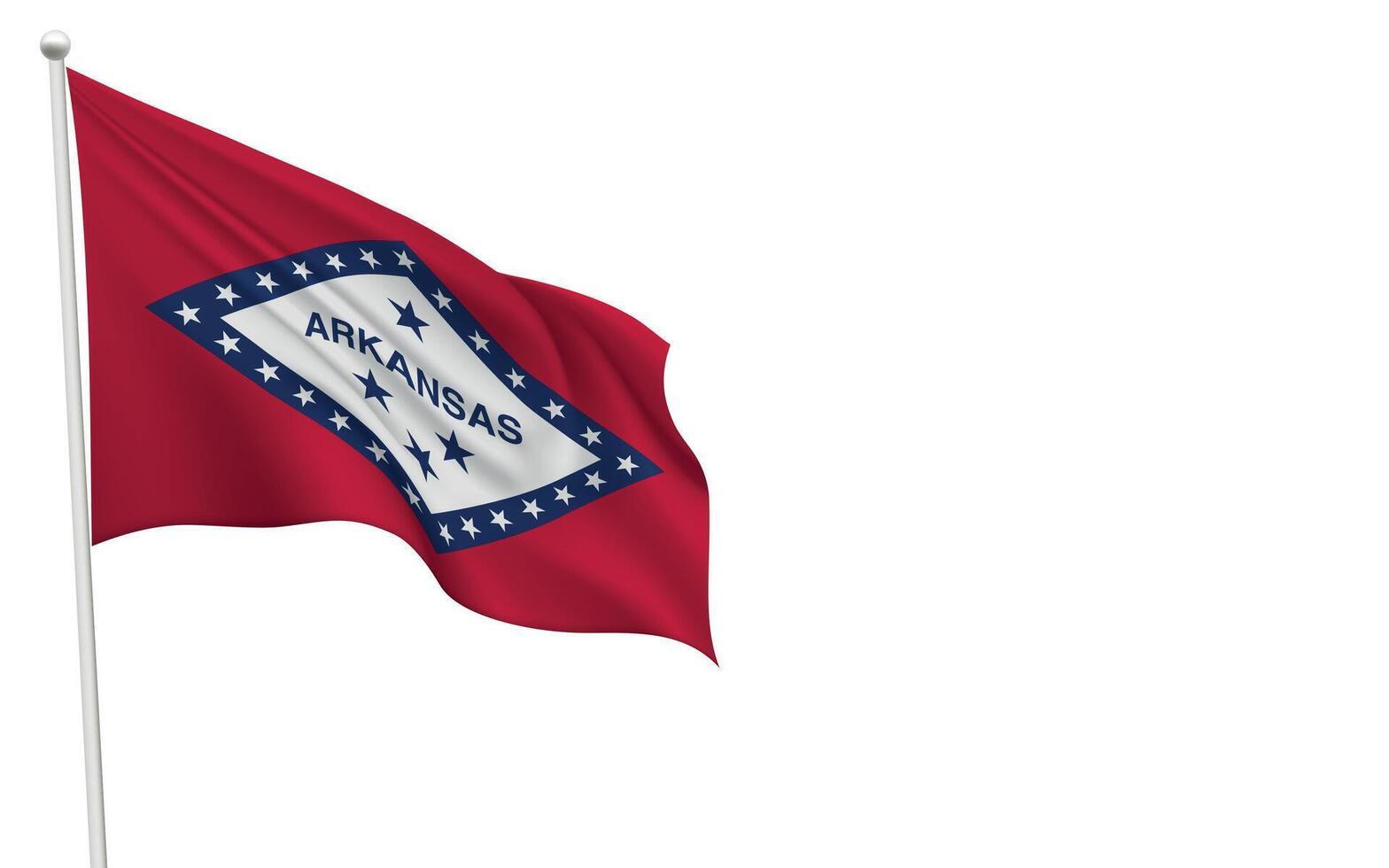 Isolated waving flag of Arkansas is a state United States vector
