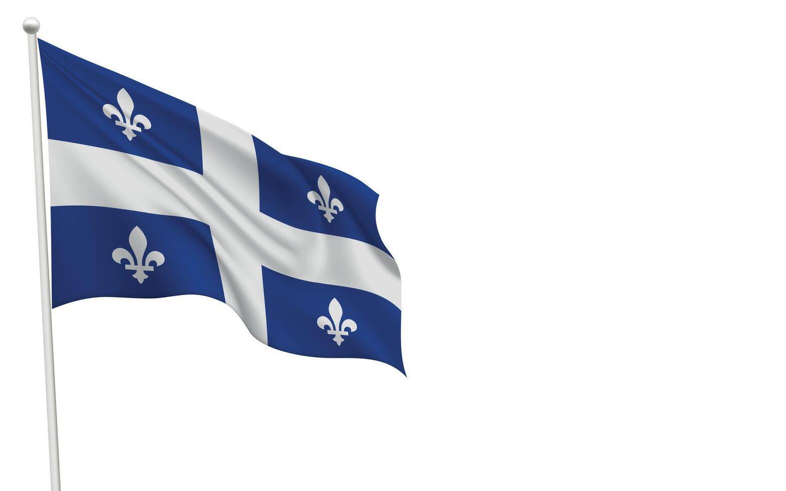 Isolated waving flag of Quebec is a province Canada vector