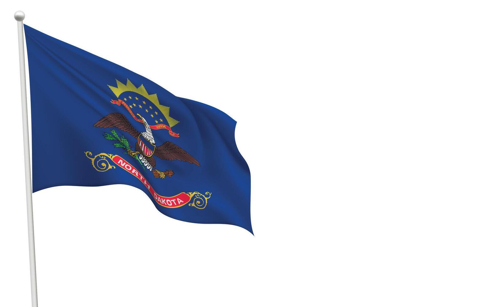 Isolated waving flag of North Dakota is a state United States vector