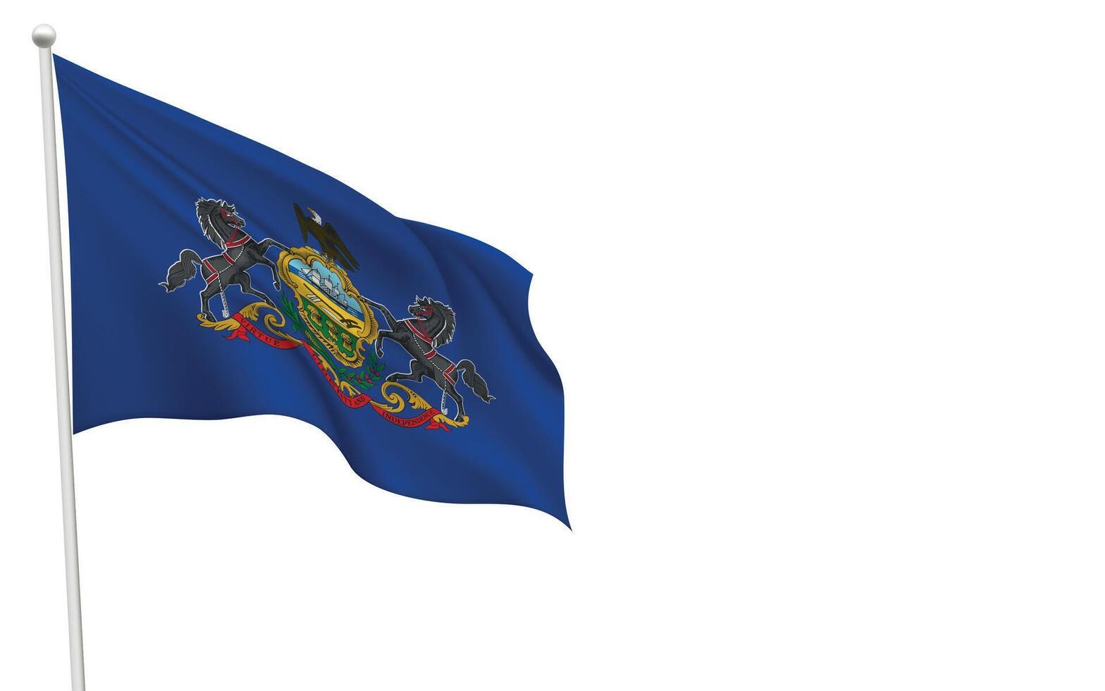 Isolated waving flag of Pennsylvania is a state United States vector