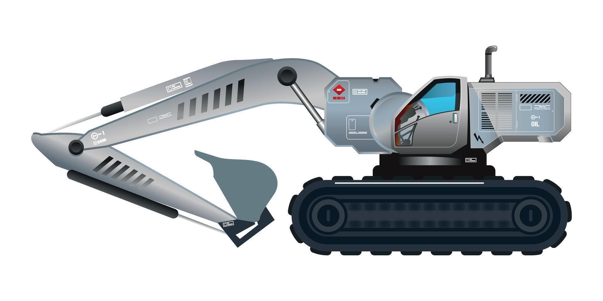 Excavator vehicle heavy equipment 3D illustration graphic vector
