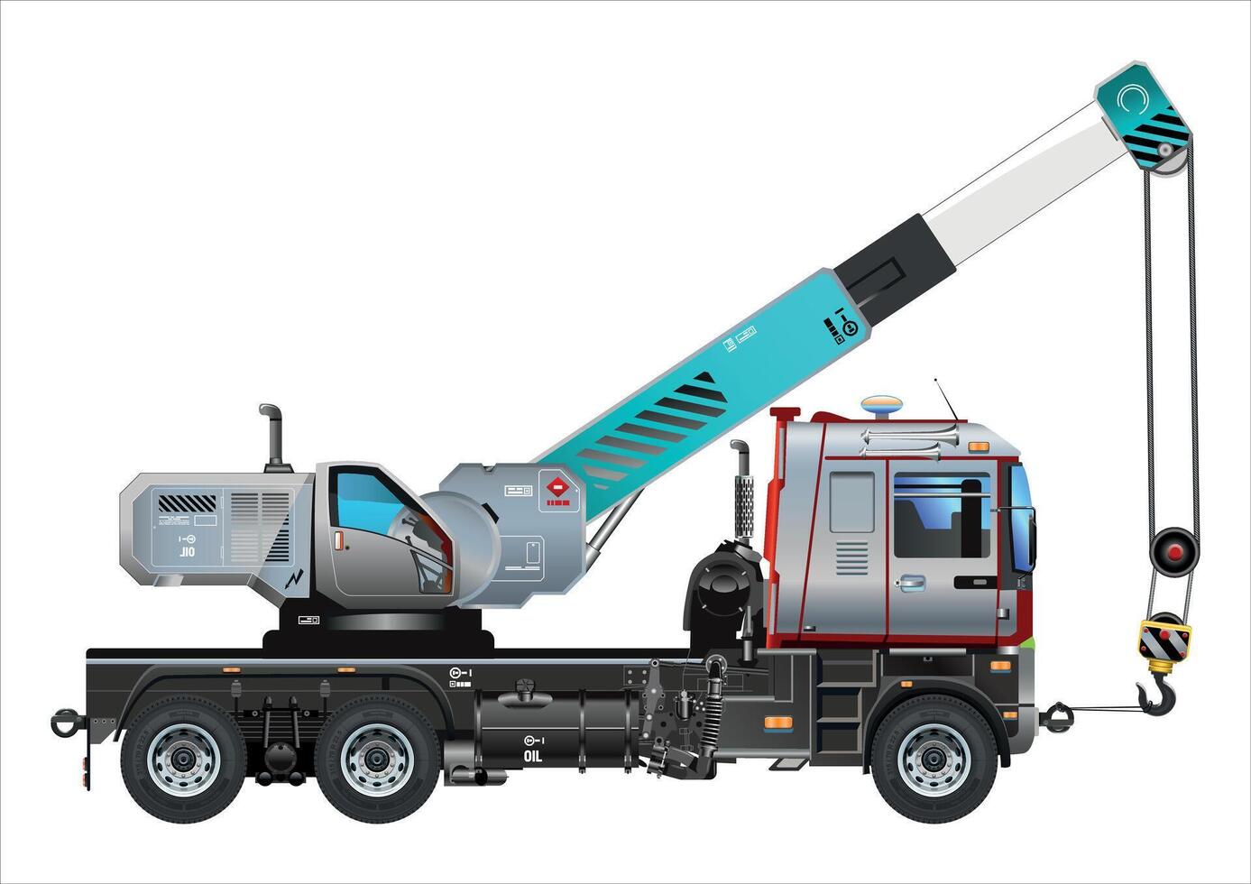 Crane truck vehicle towing hook heavy cargo car illustration vector