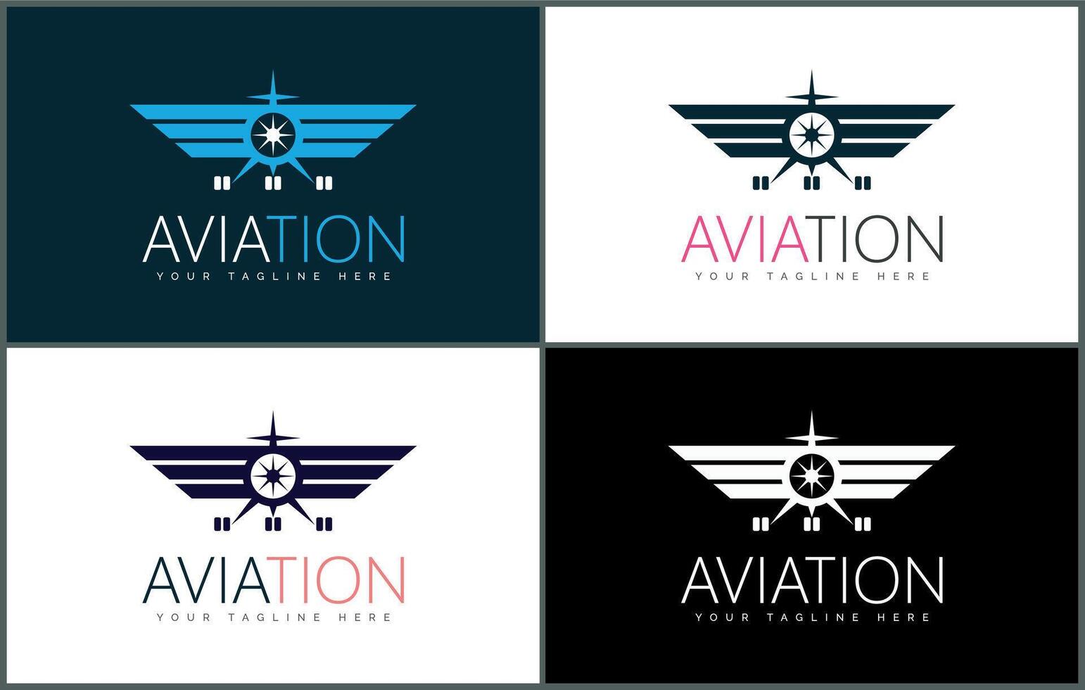Aviation aircraft plane logo set template design vector