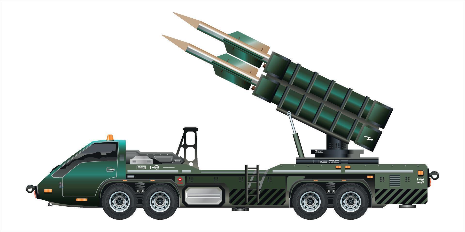 Missile vehicle military weapon rocket launcher truck illustration vector